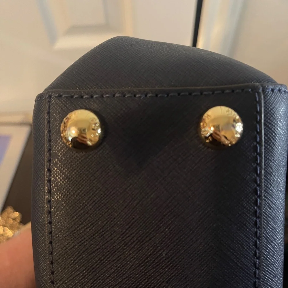 Michael Kors Navy Saffiano Tote with Gold Chain Handles